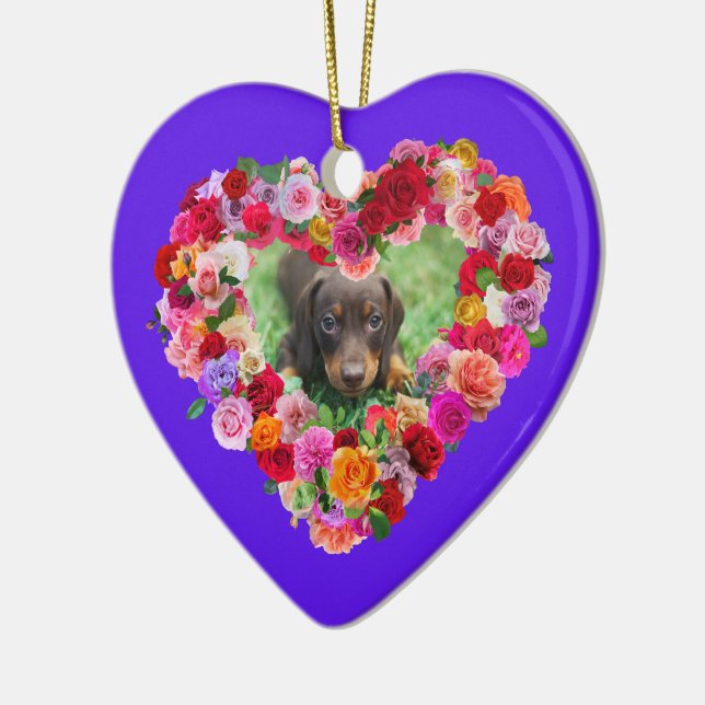 Ditt eget Hund Photo Mors dag Ro Heart Julgransprydnad Keramik (Vänster)
