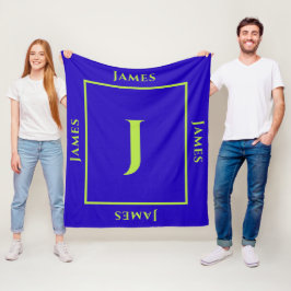 Ditt eget namn, initial- och färg-monogram fleecefilt