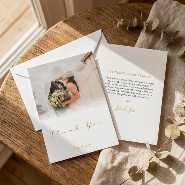 Ditt eget romantiska foto, din övertoning, bröllop tack kort (Your own romantic photo, gradient, wedding thank you card.)