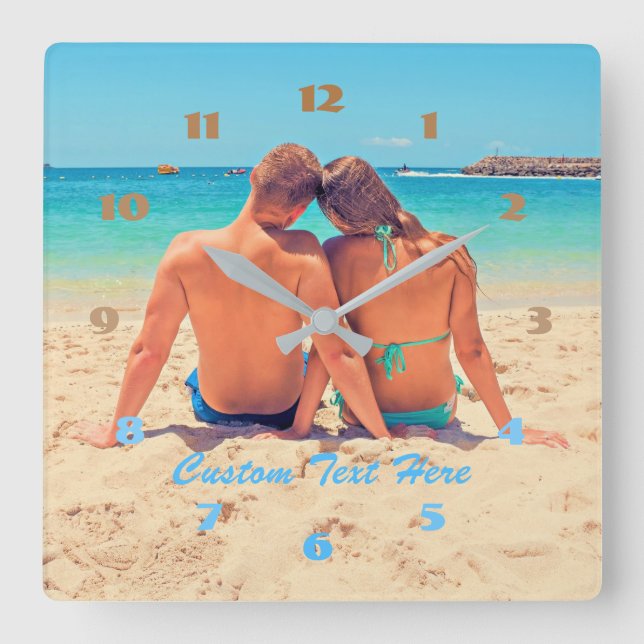 Ditt eget teckensnitt för Anpassningsbar av fotote Fyrkantig Klocka (Framsida)