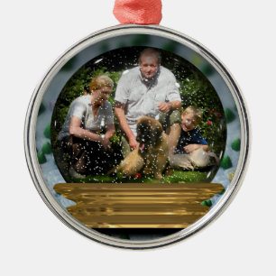Ditt egna foto i en Snowglobe ram! - Julgransprydnad Metall