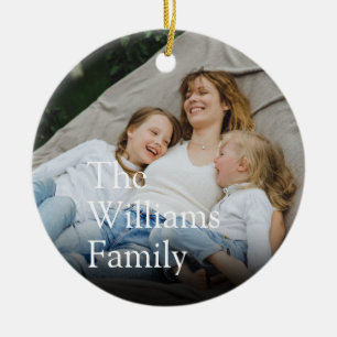 Ditt Familjefoto och Definition Modernt Roligt Julgransprydnad Keramik