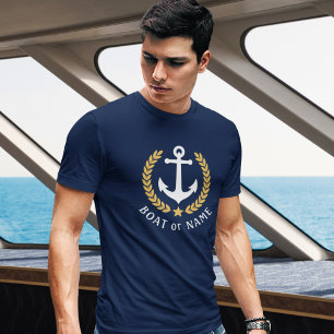 Ditt fartyg eller Namn Anchor Guld Stil Laurel-flo T Shirt