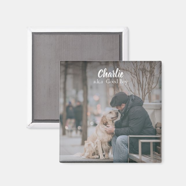 Ditt Favorit Husdjur Hund Foto och Text  Magnet (Front/Back)