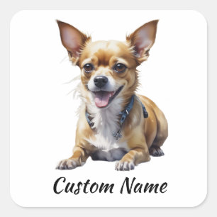  Ditt Fordon Chihuahua Hund Anpassat Namn Fyrkantigt Klistermärke