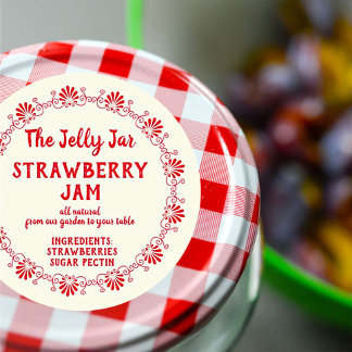 Ditt företag Home Strawberry Sylt Food Label Runt Klistermärke