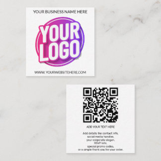 Ditt företags logotyp och QR-kod & text Fyrkantigt Visitkort