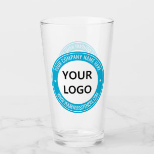 Ditt företagslogotyp och textmärkta glas exempel