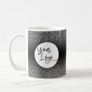 Ditt företagslogotyp, silver och svart ombré kaffemugg