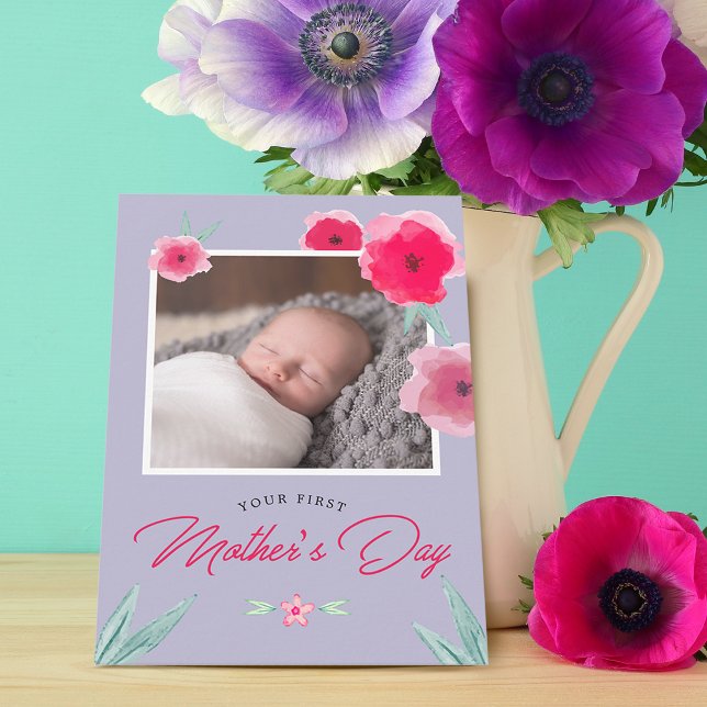 Ditt första fotoplatta Mors dag-kort (Your First Mother's Day Photo Flat Card)
