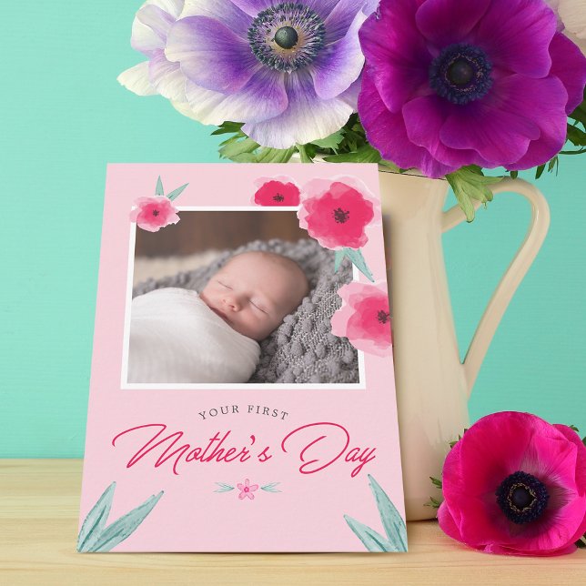 Ditt första fotoplatta Mors dag-kort (Your First Mother's Day Photo Flat Card)