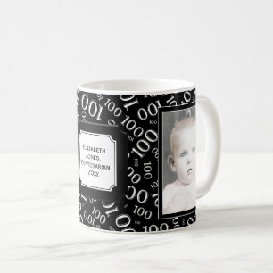 Ditt foto 100:e födelsedagssvartvitt Mönster Kaffemugg