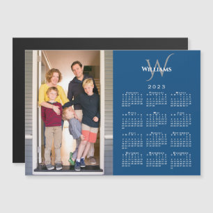Ditt foto 2023-kalender, Monogram Namn Blue Magnet