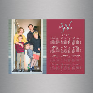 Ditt foto 2025-kalender Monogram Namn Red Magnet