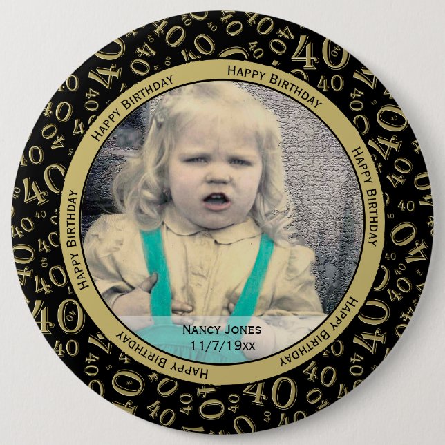 Ditt foto:  40:e numret Mönster Guld och Black Knapp (Framsida)