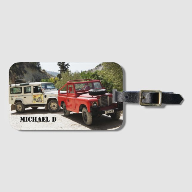 Ditt foto, anpassa, initialer, enkelt bagagebricka (Framsida horisontal)