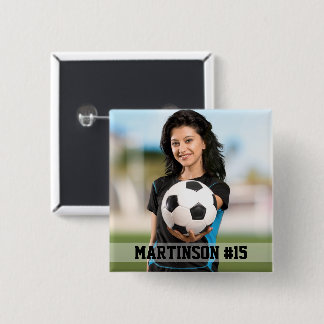 Ditt foto anpassad fotboll eller din sport knapp