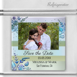 Ditt foto-Blommigt Vår Spara datum magneter