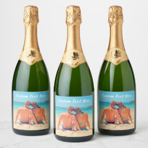 Ditt foto Champagne Flaska-märke med Anpassningsba