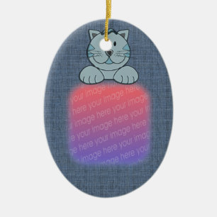 Ditt foto Cute Blue Cat Ornament