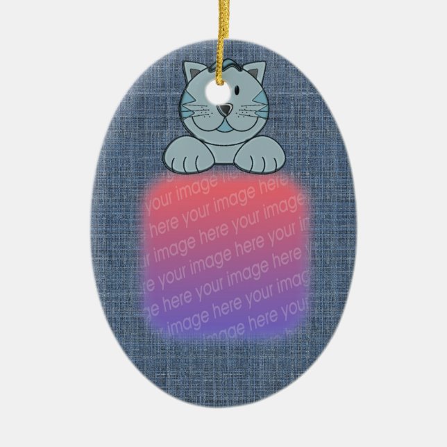Ditt foto Cute Blue Cat Ornament (Framsidan)