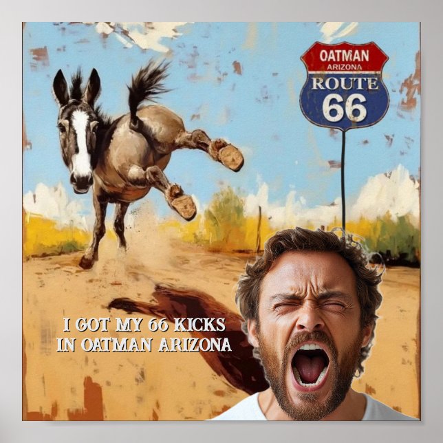 Ditt foto, få dina kicks, Oatman arizona, åsna Poster (Framsidan)