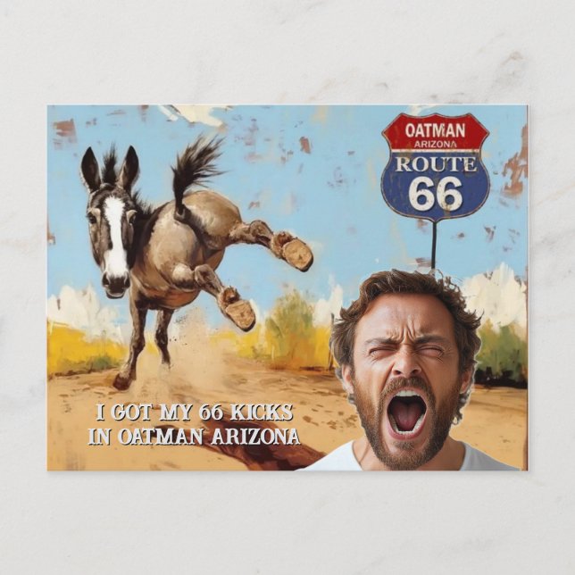 Ditt foto, få dina kicks, Oatman arizona, åsna Vykort (Framsida)