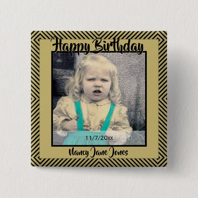 Ditt foto: Geometrisk diagonal Linjer Black och Gu Knapp (Framsida)