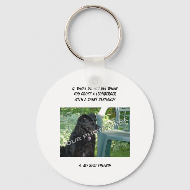 Ditt foto här! Min bästa vän Leonberger Mix Nyckelring (Framsida)