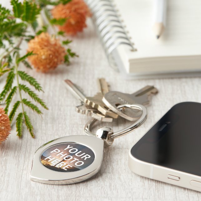 Ditt foto här swirl silverfärgad nyckelring (Sidan)