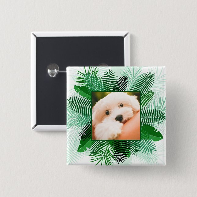 Ditt foto i anpassningsbarna Handflatan Löv Ram Knapp (Framsida & baksida)