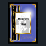 Ditt foto i Blue Art Deco Ram Poster<br><div class="desc">Har ett foto av dig själv, familj, vänner eller husdjur som är värdiga att hänga på en vägg jämfört med de virtuella väggar du sätter fast Selfika på? Med den här poster mallen kan du göra just det på ett klassmässigt och överkomligt sätt. Byt ut platshållarpix med din uppladdade bild...</div>