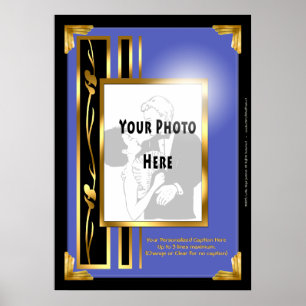 Ditt foto i Blue Art Deco Ram Poster