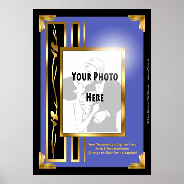 Ditt foto i Blue Art Deco Ram Poster (Framsidan)