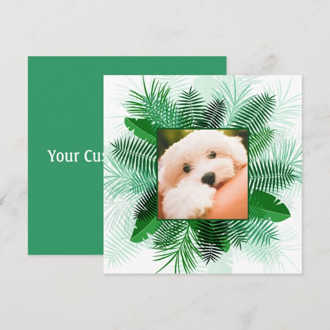 Ditt foto i en inbjudan från Handflatan Löv Ram (Fram/baksida)