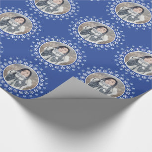 DITT FOTO i en snöflinga Ram-papper Presentpapper