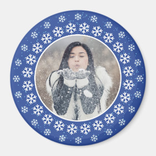 DITT FOTO i en Snowflakerammagnet Magnet