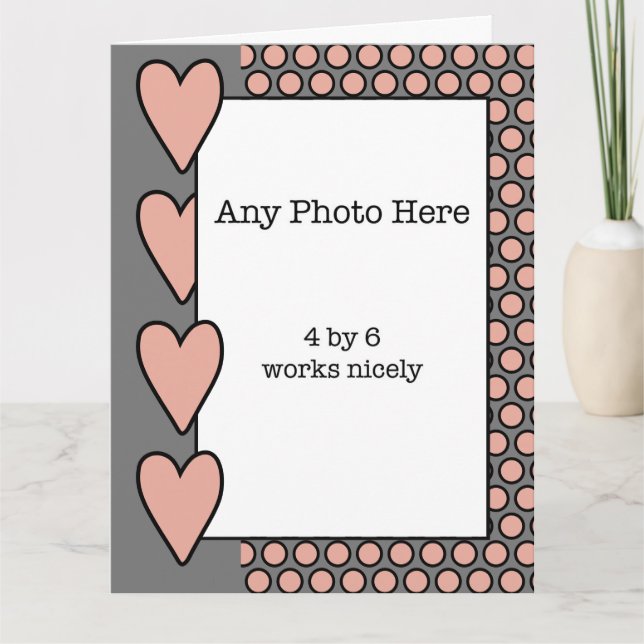 Ditt foto i ett grått och persikofärgat fadersdags kort (Framsida)