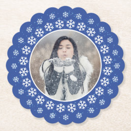 DITT FOTO i ett snöflingor Ram pappra underlägg Papper