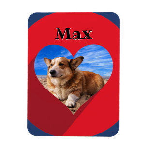 Ditt foto i Red Heart Namn Ram Kärlek Magnet
