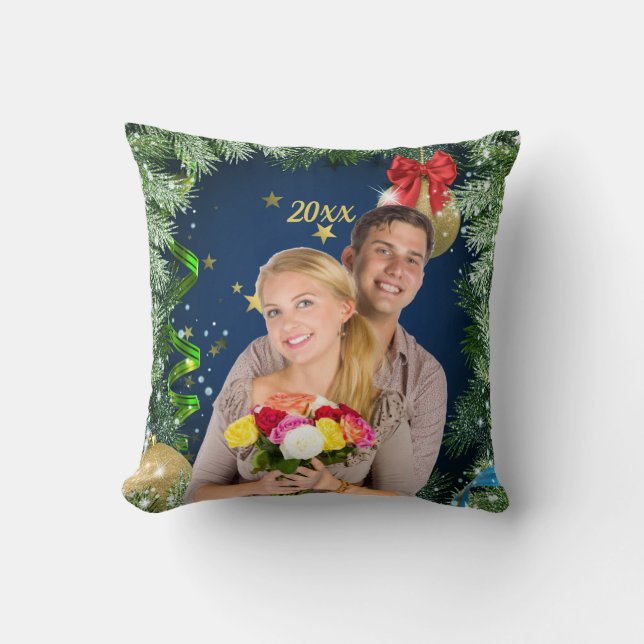 Ditt foto jul personlig keramisk prydnad kudde (Framsida)