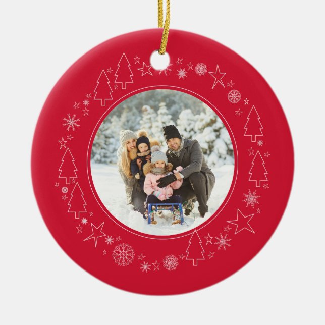 Ditt foto med Original Handrawn-julfransen Julgransprydnad Keramik (Framsidan)