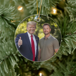 Ditt foto med president Donald Trump 2024 Julgransprydnad Keramik