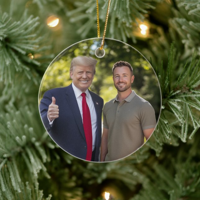 Ditt foto med president Donald Trump 2024 Julgransprydnad Keramik (Träd)