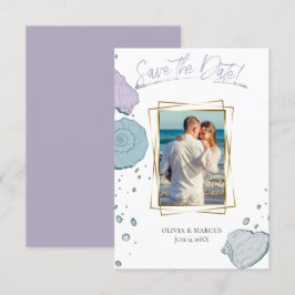 Ditt foto Modern Seashells Lilac Dusty Blue Inbjudningar