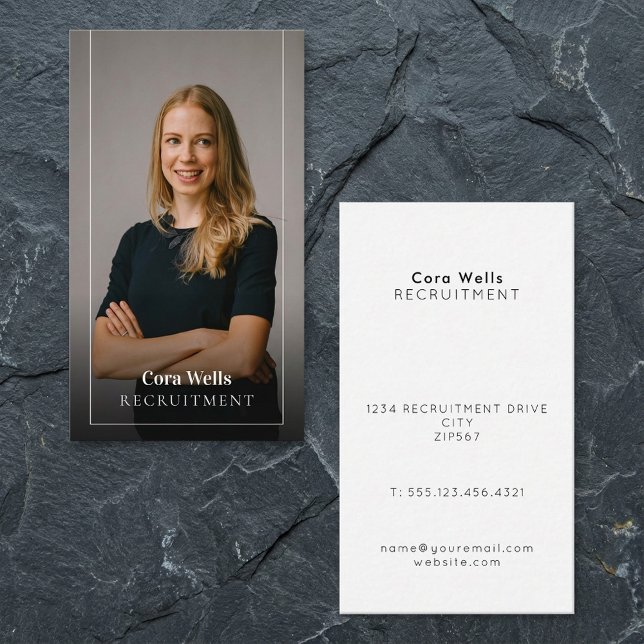 Ditt foto, modern vit ogenomskinlig ram visitkort (Your photo, white opaque border modern business card.)