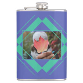 DITT FOTO & NAMN i geometrisk mönster kolv Fickplunta