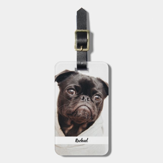 Ditt foto- och Monogram- och Namn-cute-bagage Bagagebricka (Vertikal Framsida)