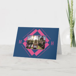 DITT foto- och monogramkort för geometrisk hälsnin Anteckningskort