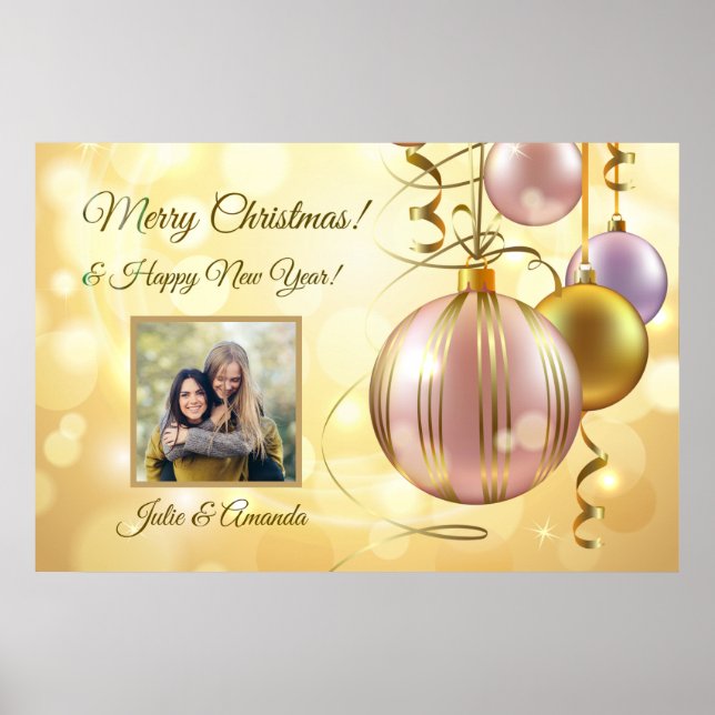 Ditt foto och namn/er Jul Bollar poster (Framsidan)